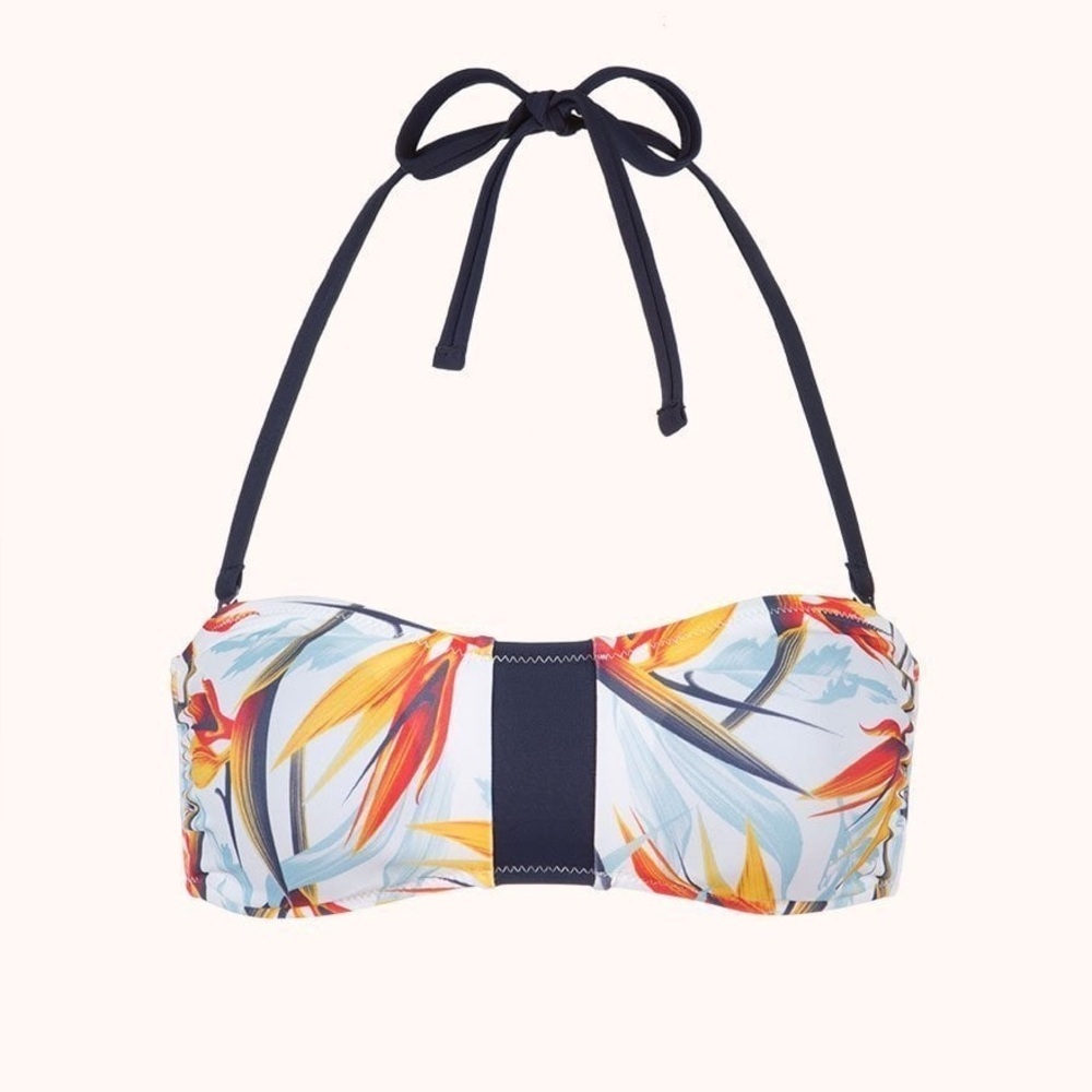 NWT Lively Floral Bandeau Bikini Top Size Small Daybreak Print Removable Straps